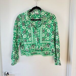 ZARA Floral Green Women's Top